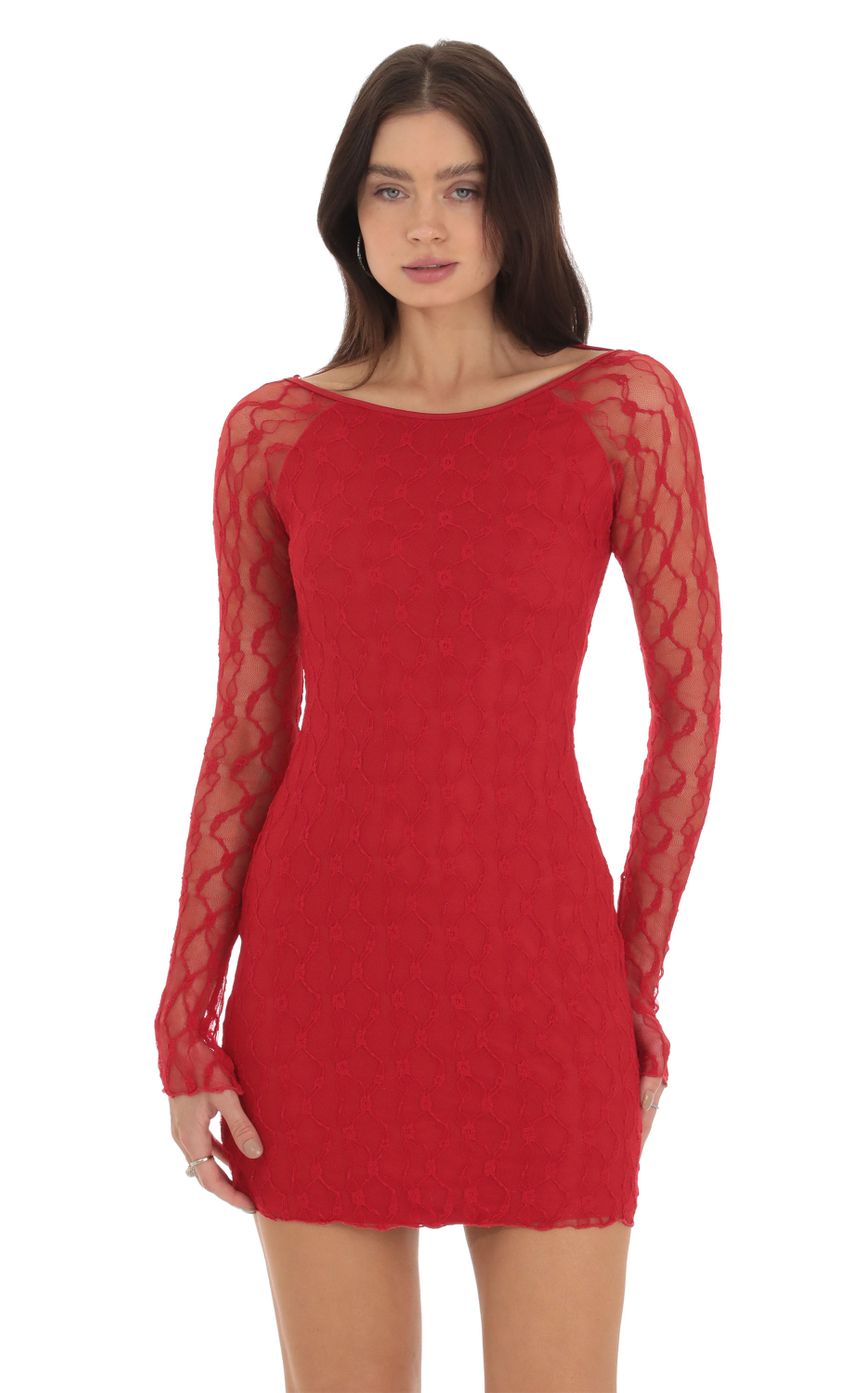 Picture Lace Open Back Bodycon Dress in Red. Source: https://media-img.lucyinthesky.com/data/Sep23/850xAUTO/97e0e7b8-3147-428a-b922-124e70e861e7.jpg