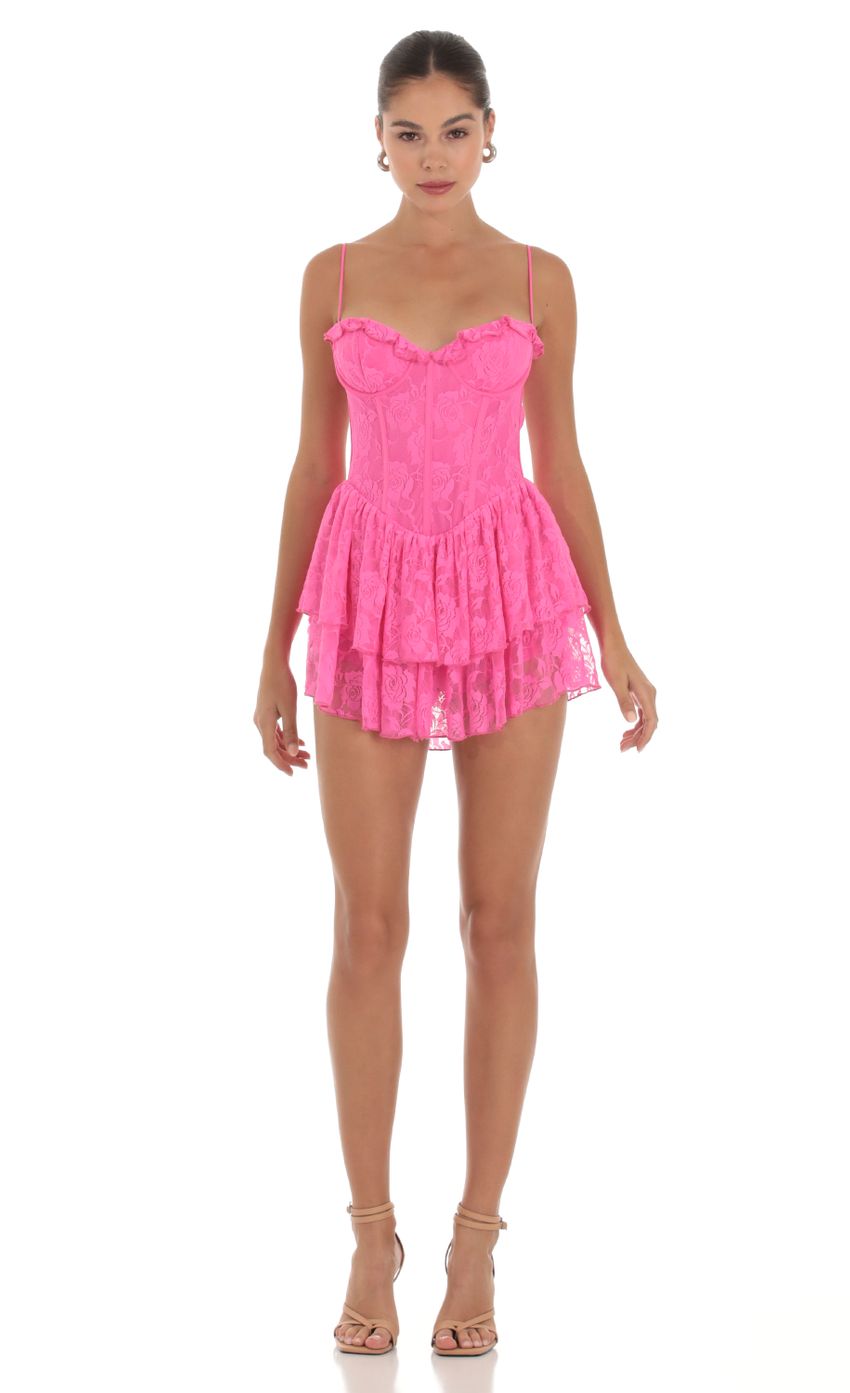 Picture Quinnie Lace Corset Romper in Pink. Source: https://media-img.lucyinthesky.com/data/Sep23/850xAUTO/ae89e3d7-669d-4653-8d45-ecd9531514f9.jpg