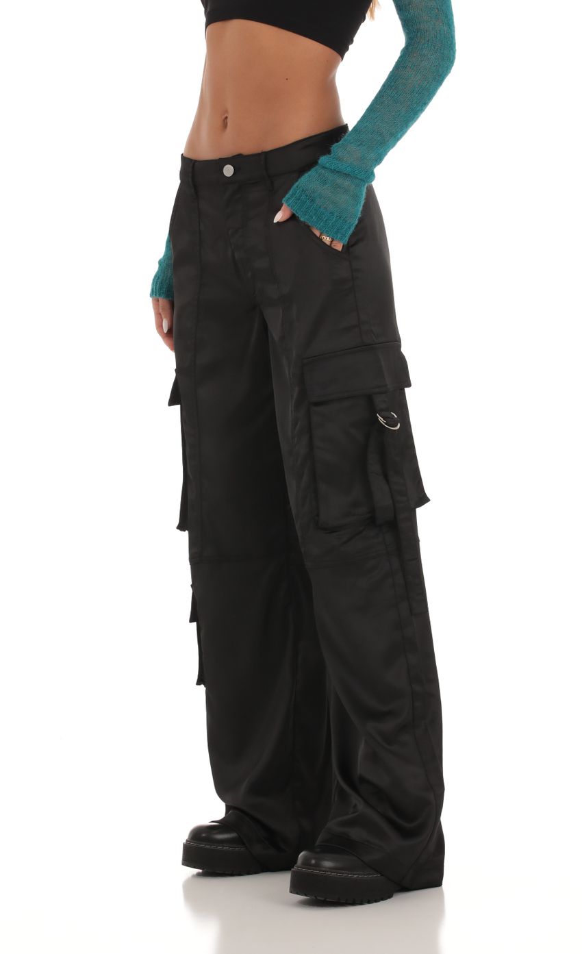 Picture Cargo Satin Pants in Black. Source: https://media-img.lucyinthesky.com/data/Sep23/850xAUTO/b2f0018c-efe7-4769-ba3c-133af45a06ff.jpg