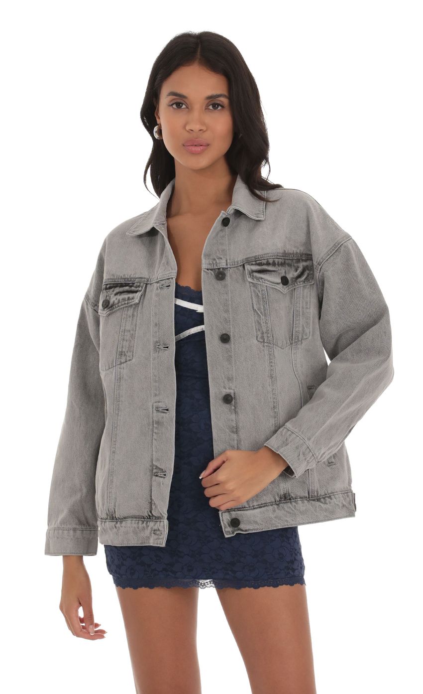 Picture Washed Denim Jacket in Grey. Source: https://media-img.lucyinthesky.com/data/Sep23/850xAUTO/c39de0cd-0cd2-4986-8c49-5642094e3502.jpg