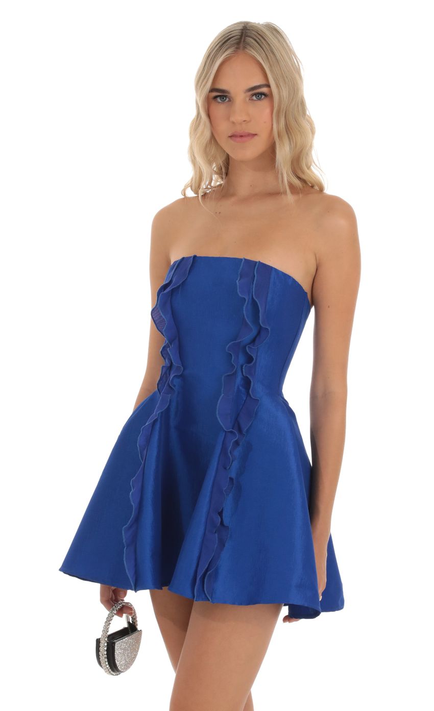 Picture Double Ruffle Flare Dress in Blue. Source: https://media-img.lucyinthesky.com/data/Sep23/850xAUTO/d5c86030-2d08-4bc4-b17c-0acdf524782b.jpg