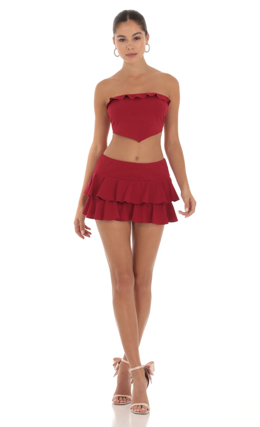 Picture Ruffle Two Piece Skort Set in Red. Source: https://media-img.lucyinthesky.com/data/Sep23/850xAUTO/d95accd5-87eb-49fa-b6ba-8c53128b8db9.jpg