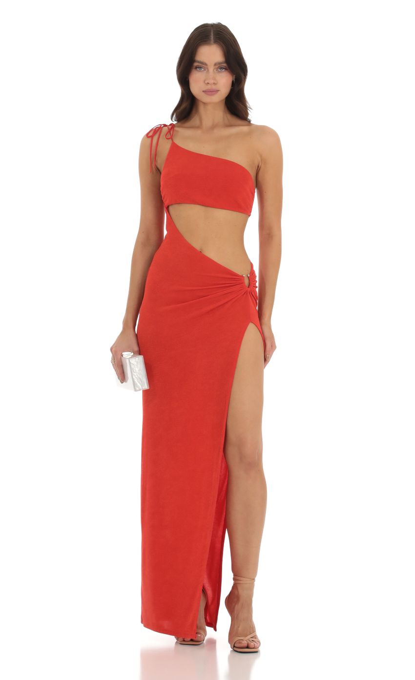 Product image for Seona Cutout One Shoulder Dress in Red