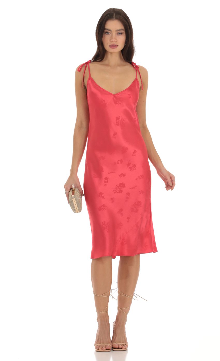 Product image for Dixy Floral Satin Midi Dress in Red