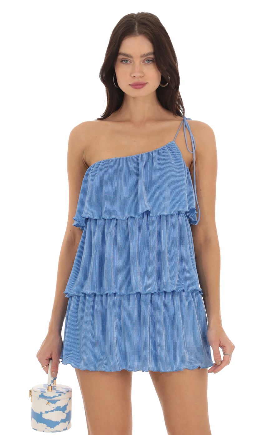 Picture One Shoulder Ruffle Dress in Blue. Source: https://media-img.lucyinthesky.com/data/Sep23/850xAUTO/eb0d1b8b-f46a-44b7-a327-e26923188398.jpg