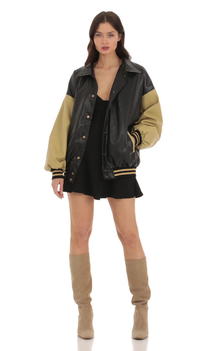 Product image for Two-Toned Oversized Letterman Jacket