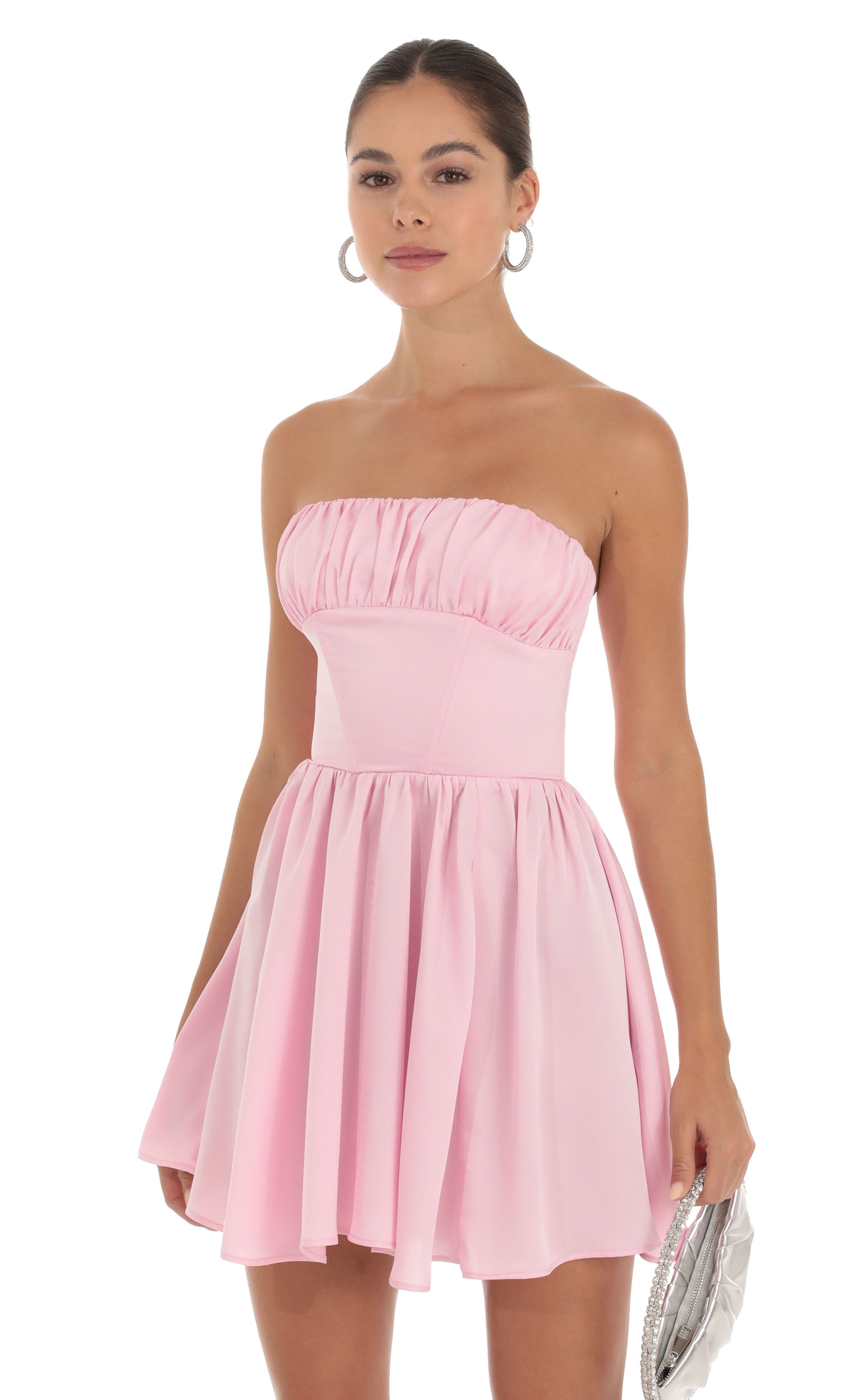 Satin Corset Dress in Pink
