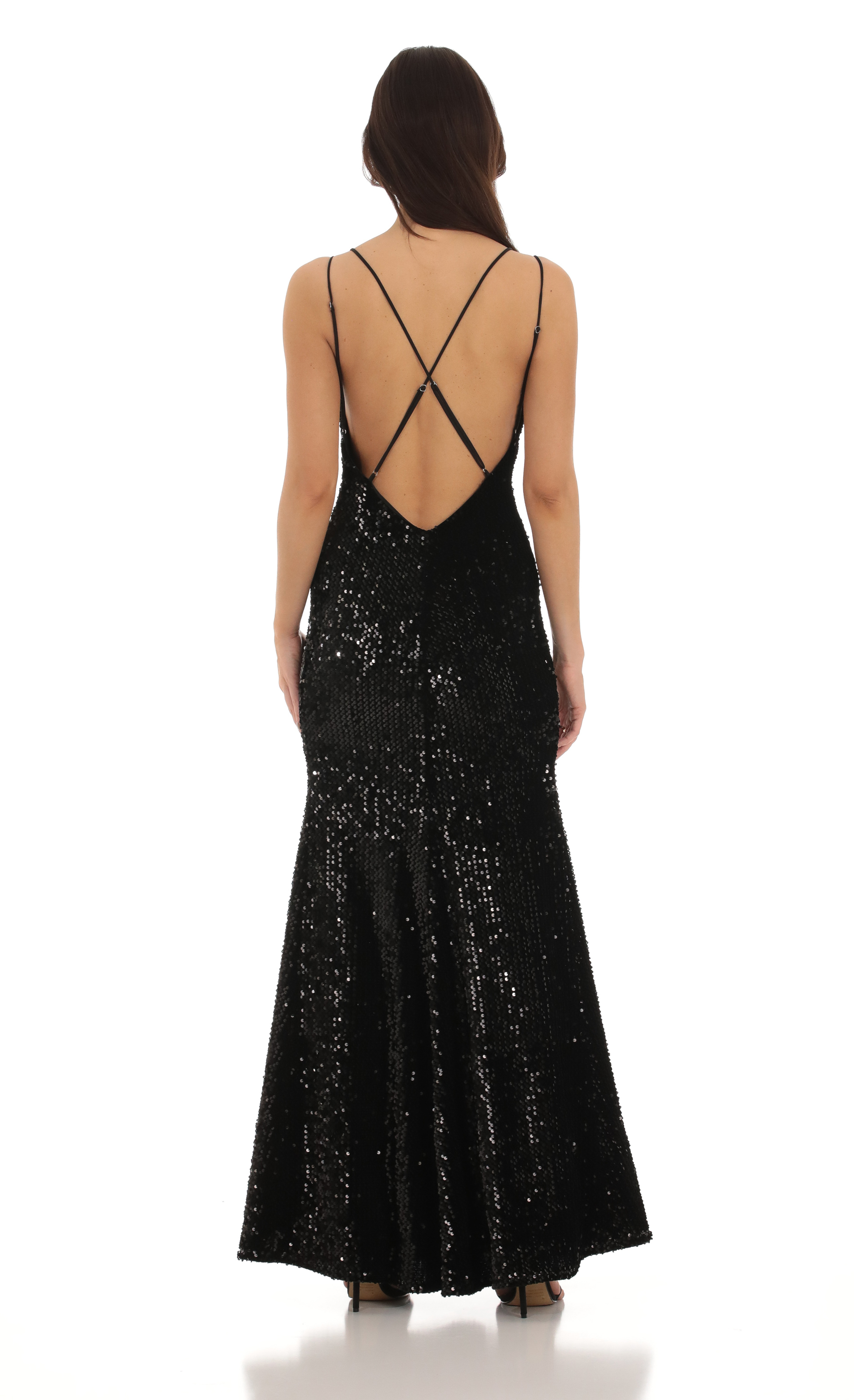 Brylee Velvet Sequin Dress in Black