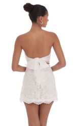 Picture of Embroidered Floral Strapless Dress in White