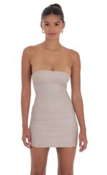 Picture Glitter Strapless Bodycon Dress in Taupe. Source: https://media-img.lucyinthesky.com/data/Sep24/150xAUTO/c38f1481-6ea0-47d6-bc84-75e3752ee9ad.jpg