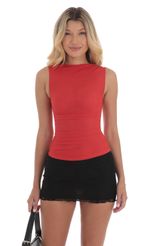 Picture Mesh Ruched Top in Red. Source: https://media-img.lucyinthesky.com/data/Sep24/150xAUTO/cee836d1-cfd0-4977-ac2c-4fa438776439.jpg