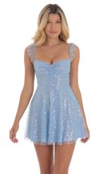 Picture Ruffle Strap A-Line Dress in Aqua Blue. Source: https://media-img.lucyinthesky.com/data/Sep24/150xAUTO/e314c985-67a1-4f35-a991-410e44abd569.jpg