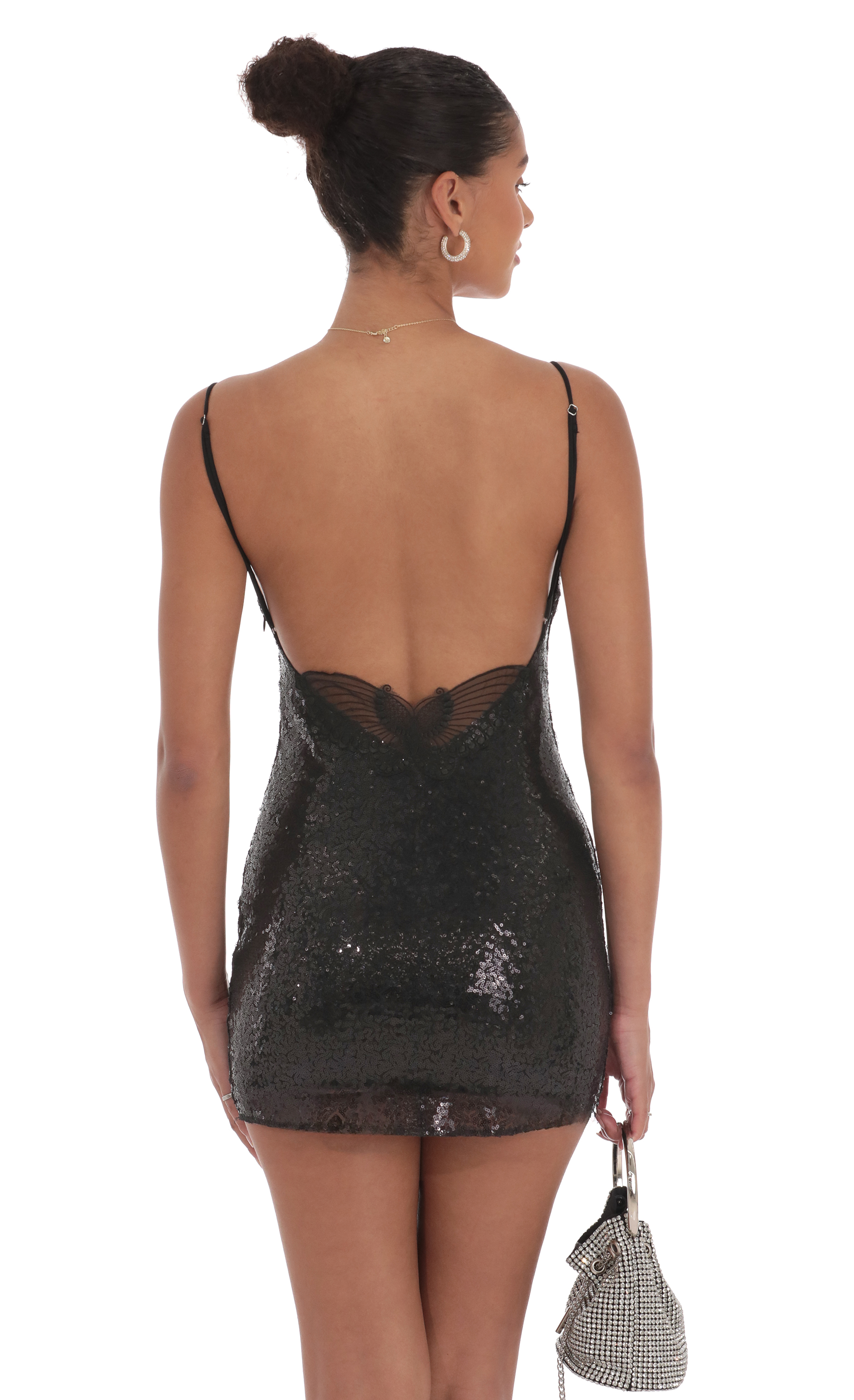 Sequin Butterfly Dress in Black