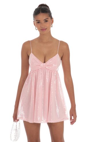 black glitter dress fashion nova Ermanno Scervino Girls' Short Sleeve Pink Sequin Dress main image 0