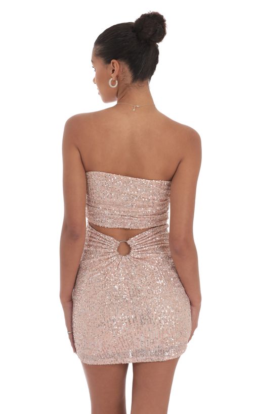 slim fit dress slacks Zapaka Women Red Sequins Short Homecoming Dress Sheath One Shoulder Cocktail Dress with Star, Rose Gold / L main image 0