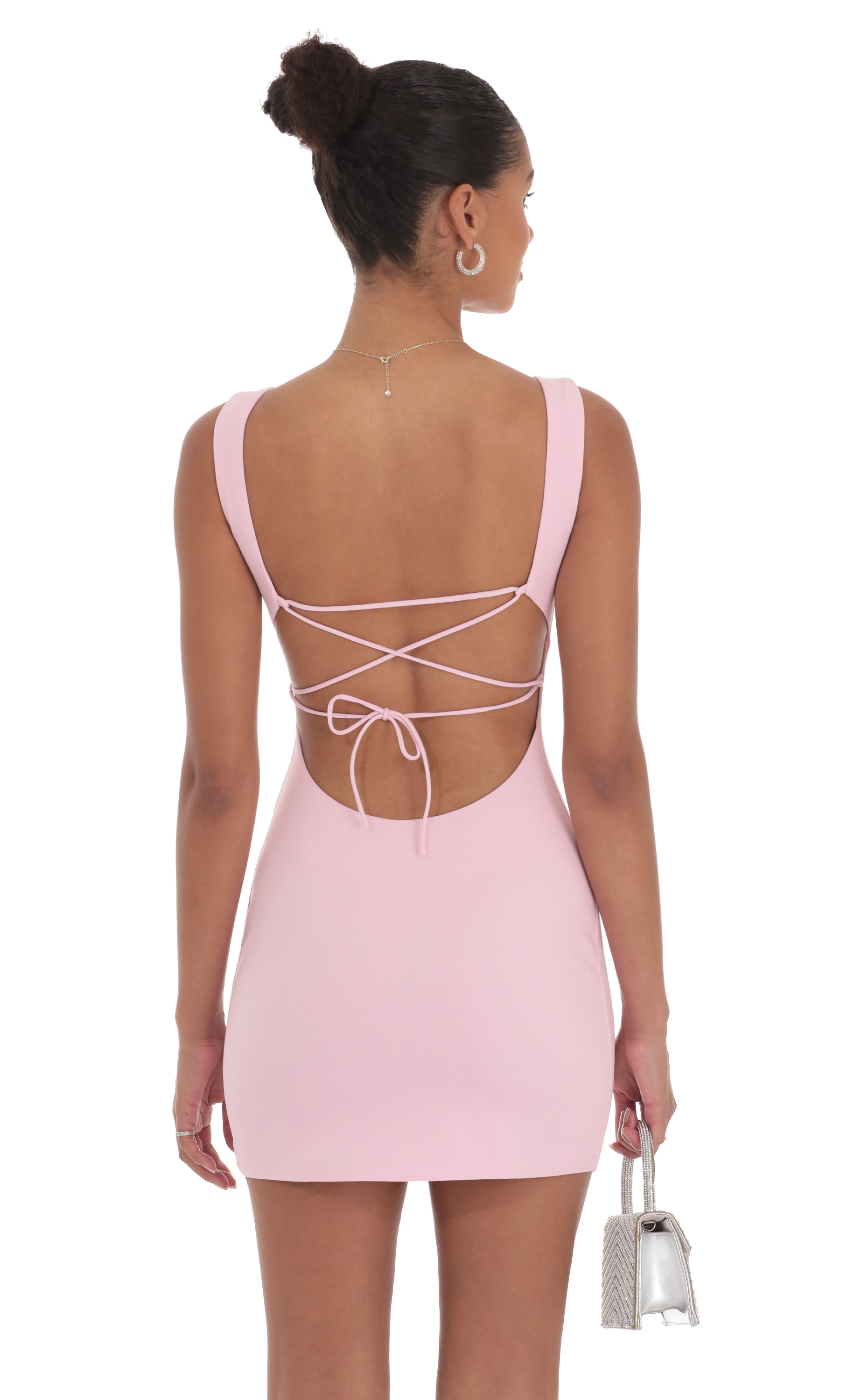 Open Back Bodycon Dress in Pink