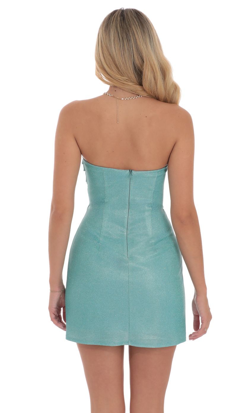 Picture Shimmer Strapless Cutout Dress in Aqua Blue. Source: https://media-img.lucyinthesky.com/data/Sep24/850xAUTO/0d3d7a9c-509a-4f54-8844-4af43c055040.jpg