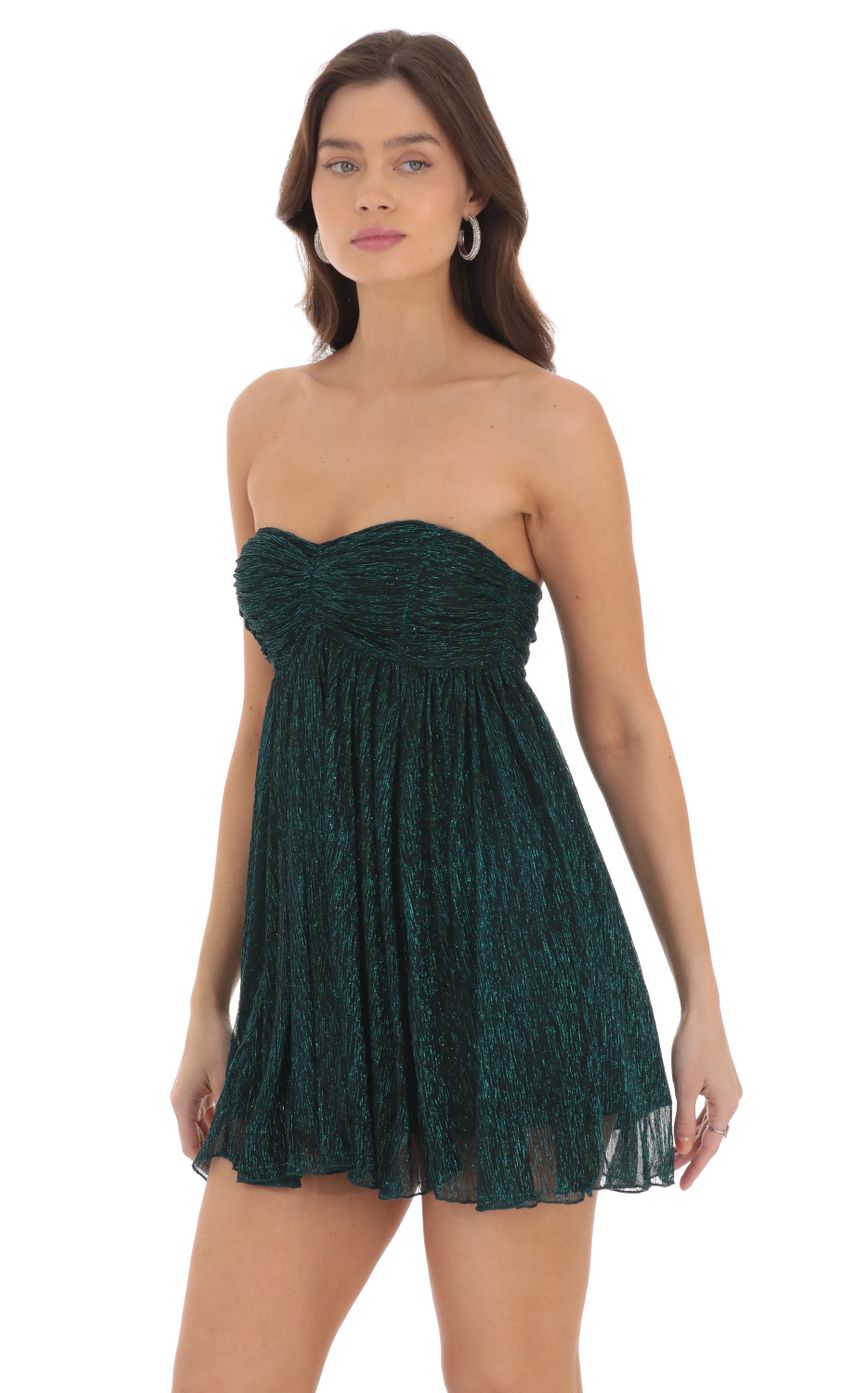 Picture Teal Shimmer Strapless Babydoll Dress in Black. Source: https://media-img.lucyinthesky.com/data/Sep24/850xAUTO/0d8dafa0-b242-4a2b-b187-bab12181cdef.jpg