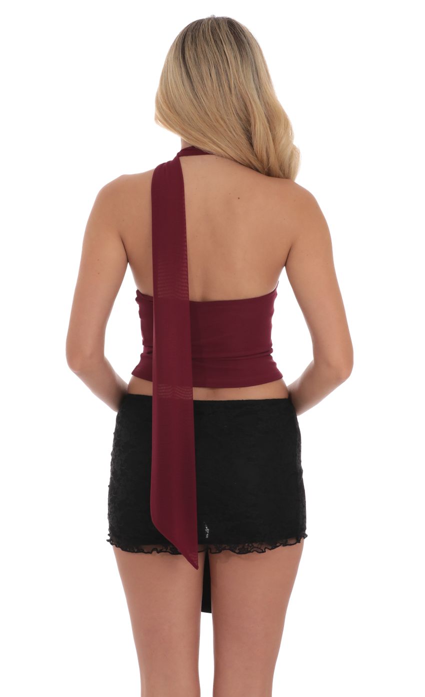 Picture Scarf Halter Top in Maroon. Source: https://media-img.lucyinthesky.com/data/Sep24/850xAUTO/1479c18f-1920-497d-a338-d13c6fe66b22.jpg