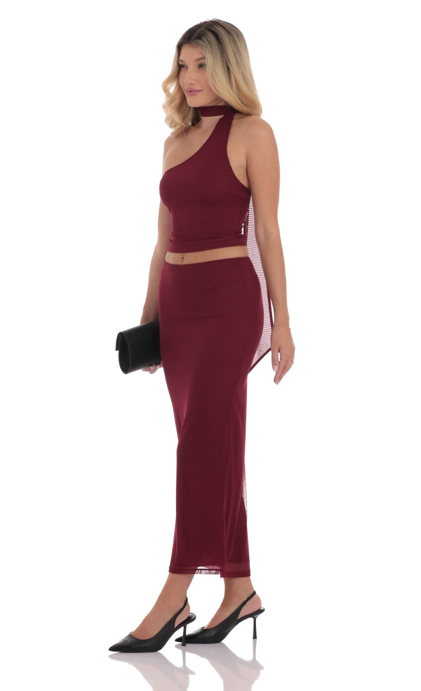 Picture Mesh Wrap Neck Two Piece Set in Maroon. Source: https://media-img.lucyinthesky.com/data/Sep24/850xAUTO/2b2b66e7-7d6f-4a56-89e6-22a828b6c908.jpg