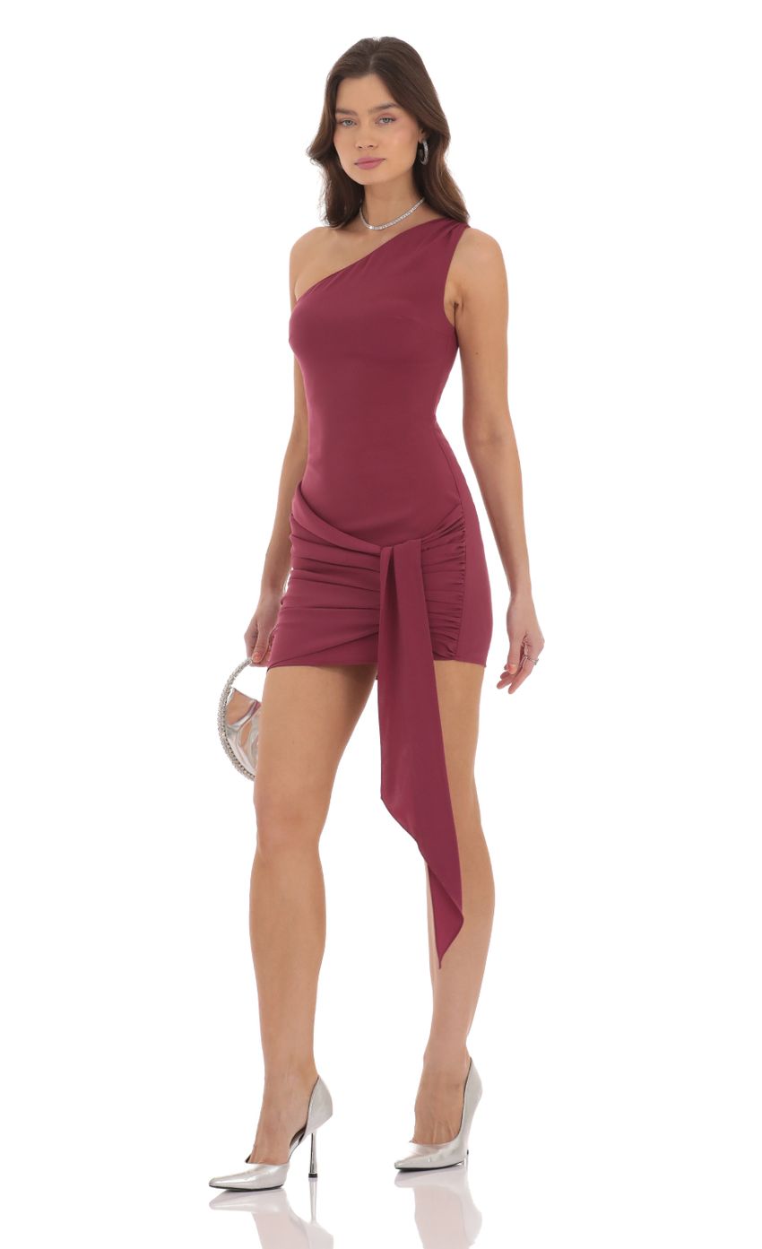 Picture One Shoulder Tassel Dress in Maroon Plum. Source: https://media-img.lucyinthesky.com/data/Sep24/850xAUTO/2d1c6819-18dc-4607-a978-a9997c0b7fee.jpg