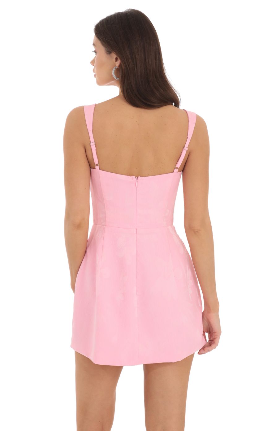 Picture Jacquard Corset A-Line Dress in Pink. Source: https://media-img.lucyinthesky.com/data/Sep24/850xAUTO/2dae6904-4155-49a0-bb15-7fc2ac636157.jpg