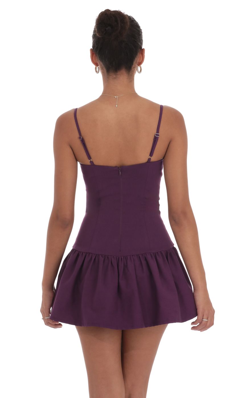 Picture Double Bow Drop Waist Dress in Purple. Source: https://media-img.lucyinthesky.com/data/Sep24/850xAUTO/3c0599f4-998e-4d32-9801-644f757b373c.jpg