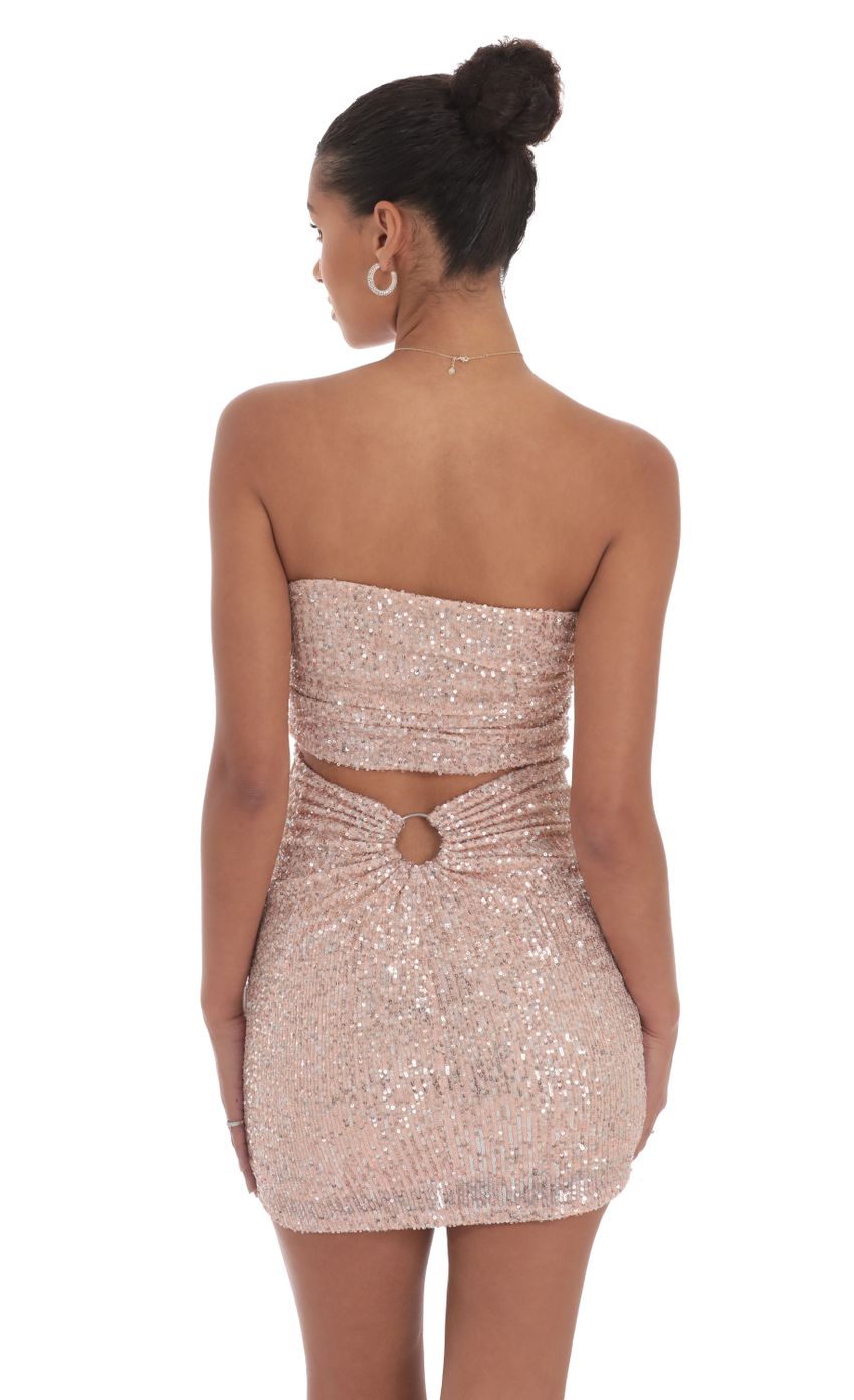 Picture Sequin Strapless Mini Dress in Rose Gold. Source: https://media-img.lucyinthesky.com/data/Sep24/850xAUTO/43d1f154-907d-42eb-b240-d25290c2cbc2.jpg