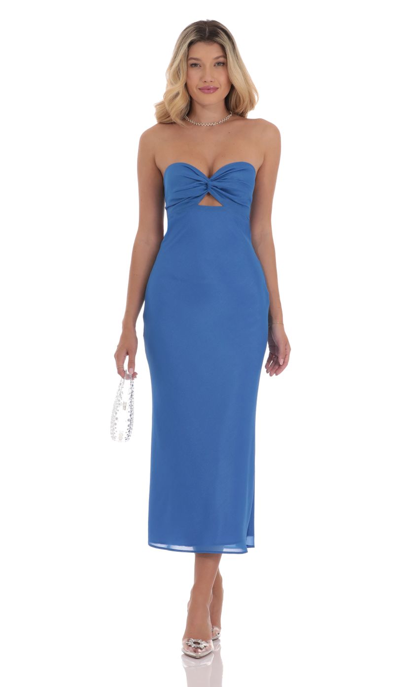 Picture Twist Cutout Midi Dress in Blue. Source: https://media-img.lucyinthesky.com/data/Sep24/850xAUTO/48fa89fb-a4a2-46a6-a22e-722b8cae7789.jpg