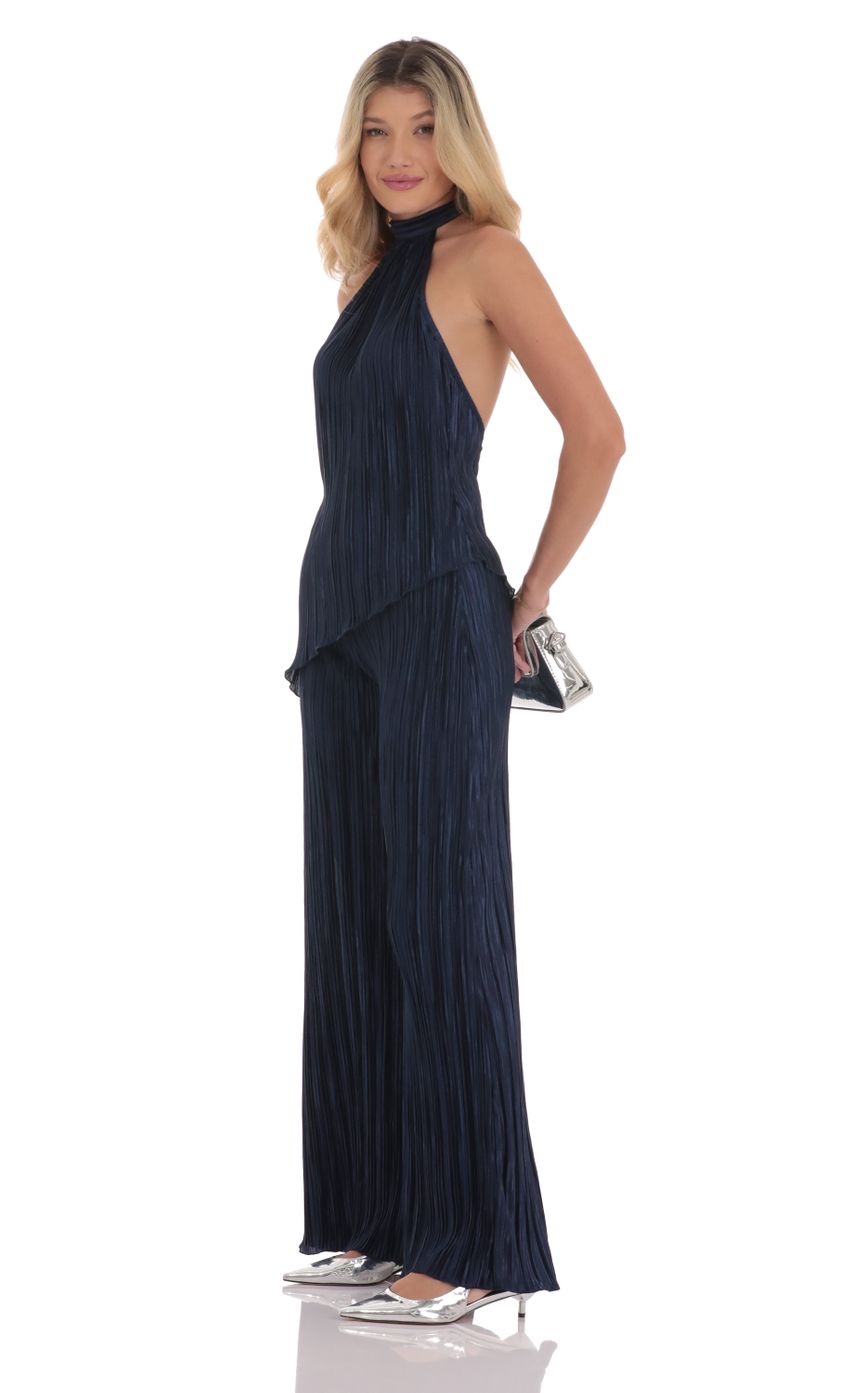 Picture Pleated Halter Two Piece Set in Navy. Source: https://media-img.lucyinthesky.com/data/Sep24/850xAUTO/59cc5ca9-f6db-41a0-abad-22513477d7e3.jpg