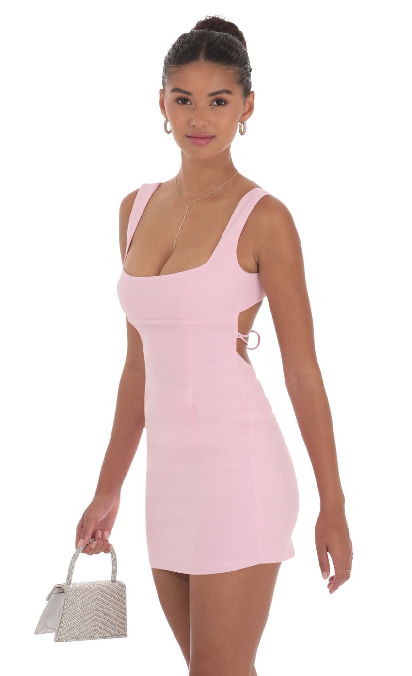 Picture Open Back Bodycon Dress in Pink. Source: https://media-img.lucyinthesky.com/data/Sep24/850xAUTO/5a34c6c7-db80-41fd-8e28-0f7f84e949fd.jpg