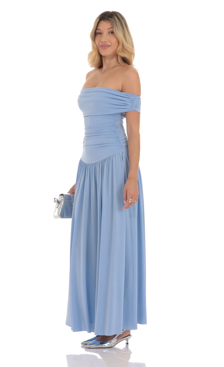 Picture Off Shoulder Drop Waist Maxi Dress in Light Blue. Source: https://media-img.lucyinthesky.com/data/Sep24/850xAUTO/5bfc5ba5-ce08-477b-be20-023eb87ce8e0.jpg