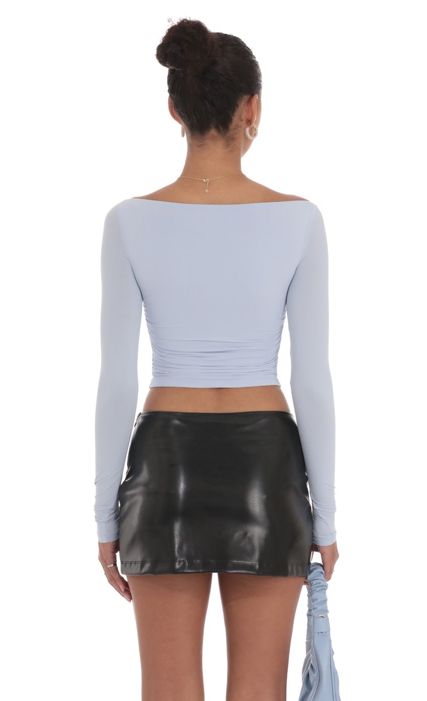 Picture Long Sleeve Ruched Top in Baby Blue. Source: https://media-img.lucyinthesky.com/data/Sep24/850xAUTO/64efc7ba-c070-4cc3-b81c-0b7e322aaeca.jpg