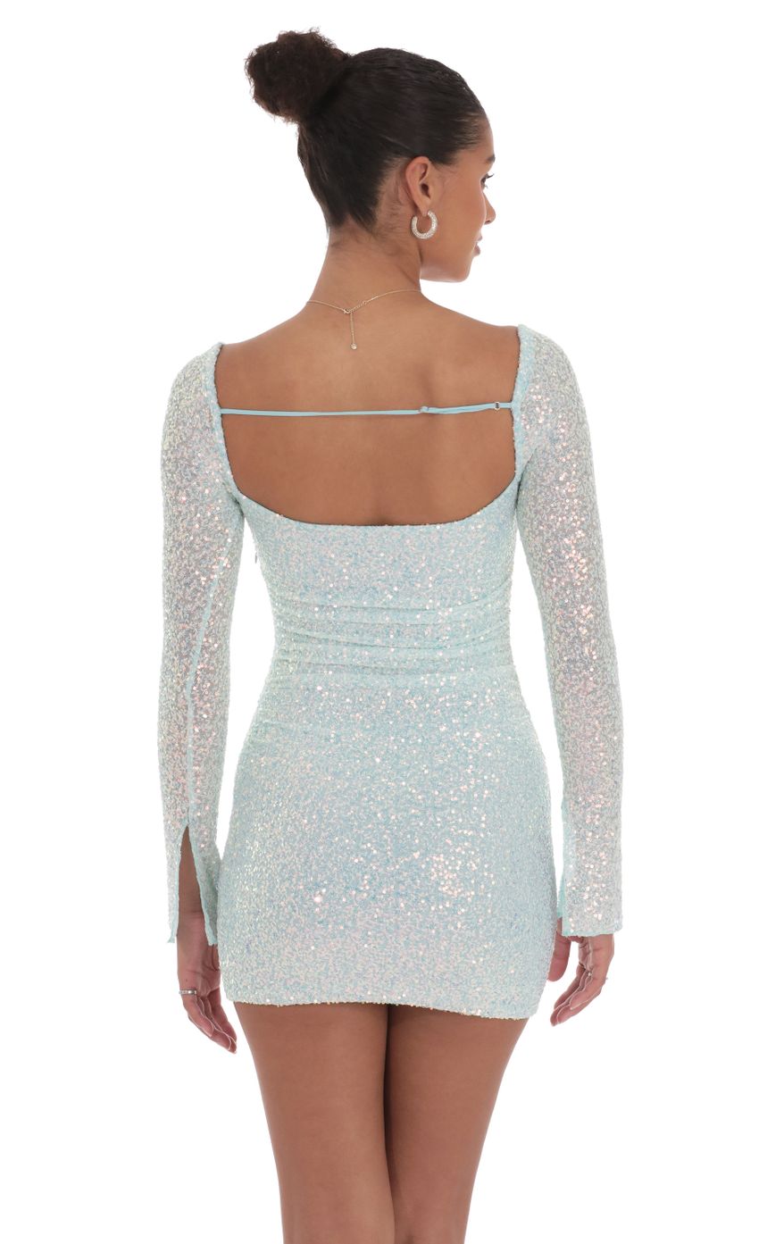 Picture Knit Sequin Long Sleeve Dress in Blue. Source: https://media-img.lucyinthesky.com/data/Sep24/850xAUTO/72af6604-4a91-43fa-a101-e2b731273e50.jpg