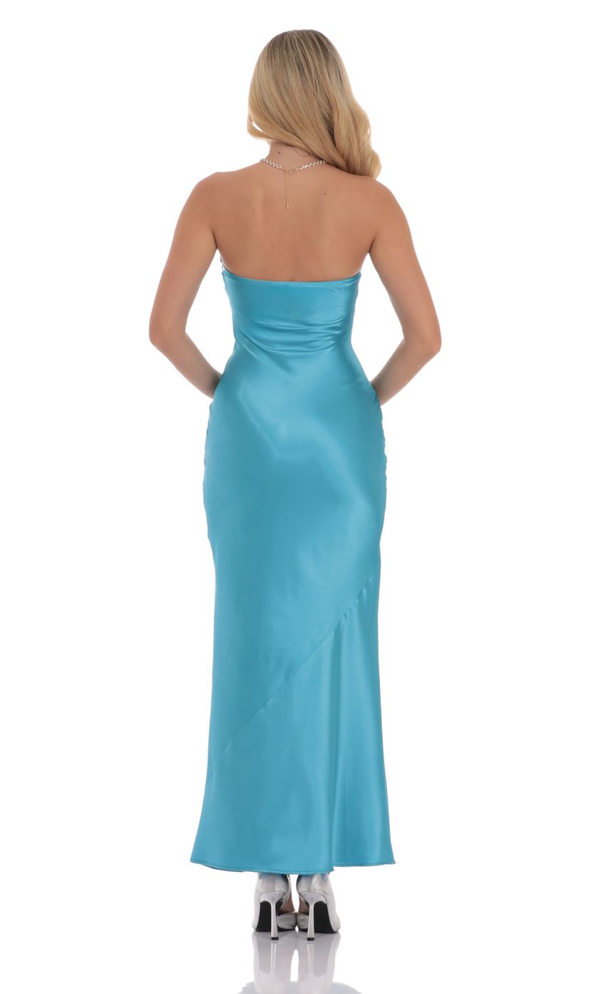 Picture Satin Strapless Maxi Dress in Aqua Blue. Source: https://media-img.lucyinthesky.com/data/Sep24/850xAUTO/73586355-4dec-4846-8444-9c4466570dbc.jpg