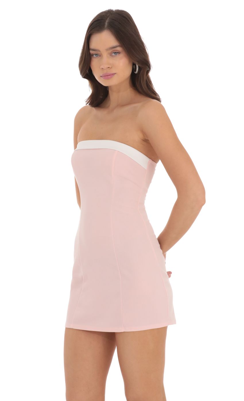 Picture White Trim Strapless Dress in Pink. Source: https://media-img.lucyinthesky.com/data/Sep24/850xAUTO/a6a4c427-1dec-468b-9055-690e1d66d845.jpg