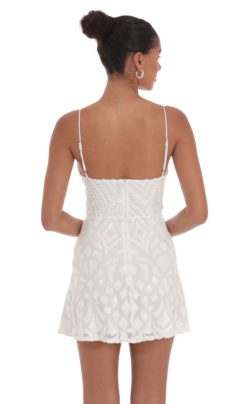 Picture Sequin Pattern A-line Dress in White. Source: https://media-img.lucyinthesky.com/data/Sep24/850xAUTO/c6b7db45-a1a3-4817-8dc1-9bd7b971a465.jpg