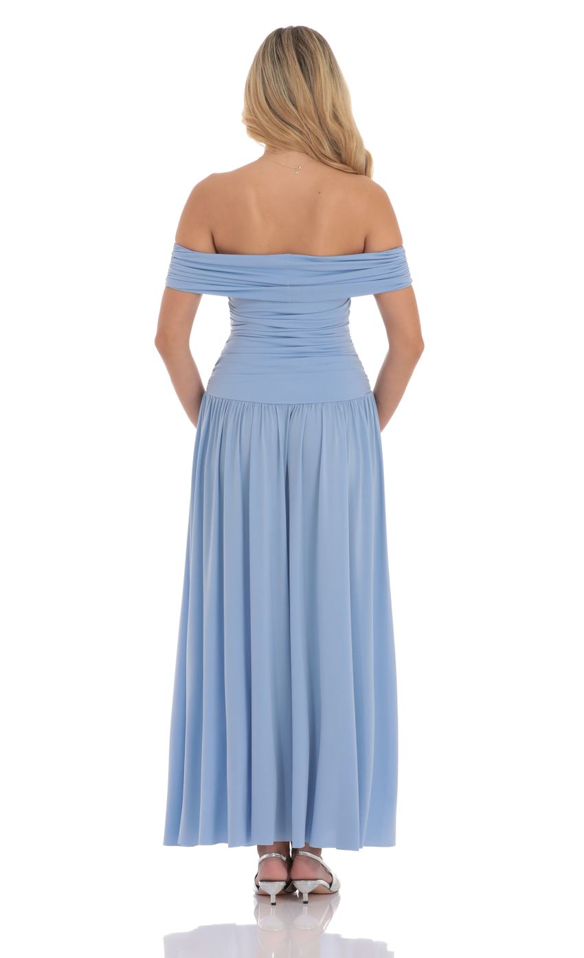 Picture Off Shoulder Drop Waist Maxi Dress in Light Blue. Source: https://media-img.lucyinthesky.com/data/Sep24/850xAUTO/e4f65a33-6ed9-48c9-ae54-4538e5a5b063.jpg