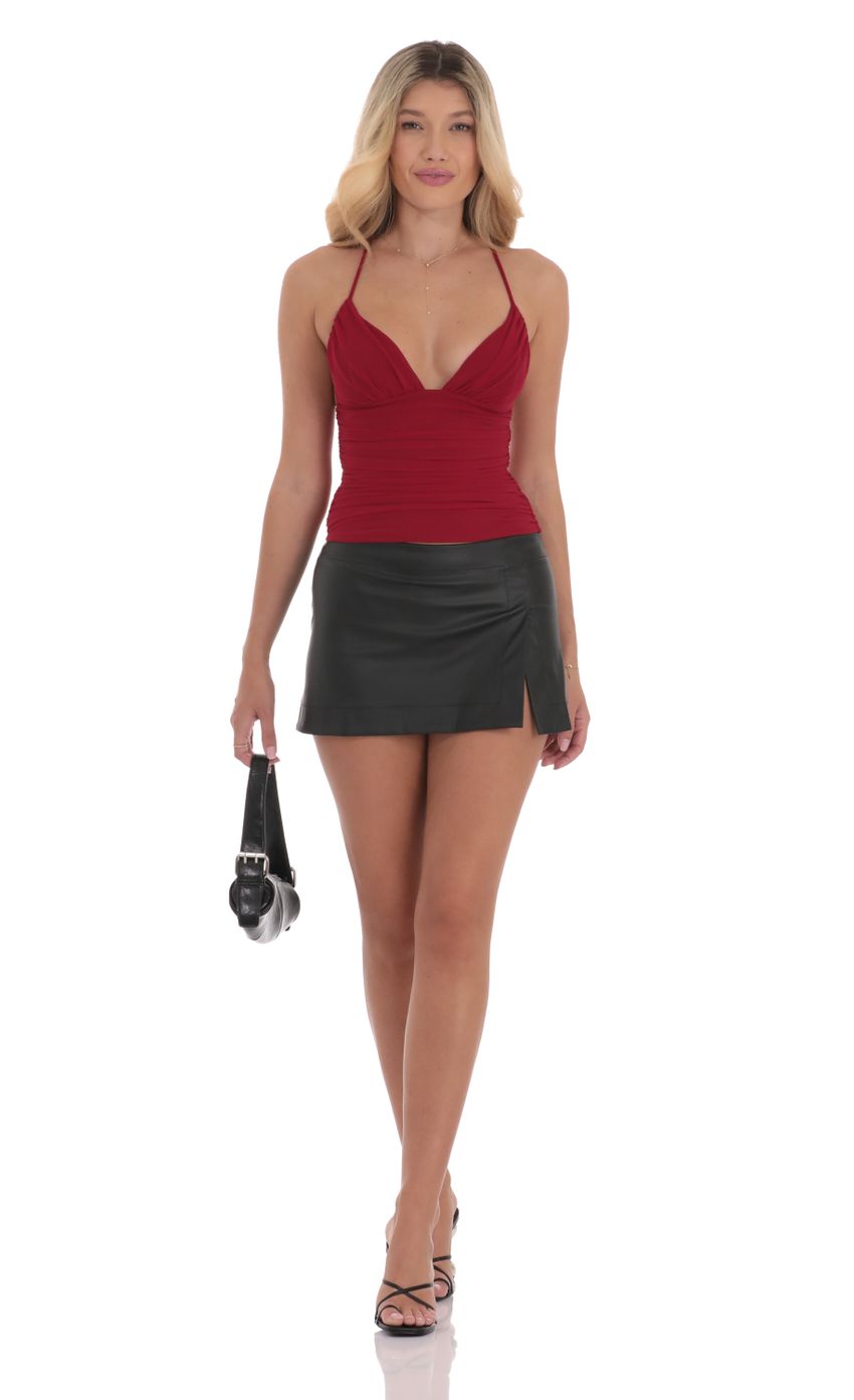 Picture Mesh V-Neck Top in Red. Source: https://media-img.lucyinthesky.com/data/Sep24/850xAUTO/e6265768-6dce-421b-adfe-fe6201bc7bfe.jpg