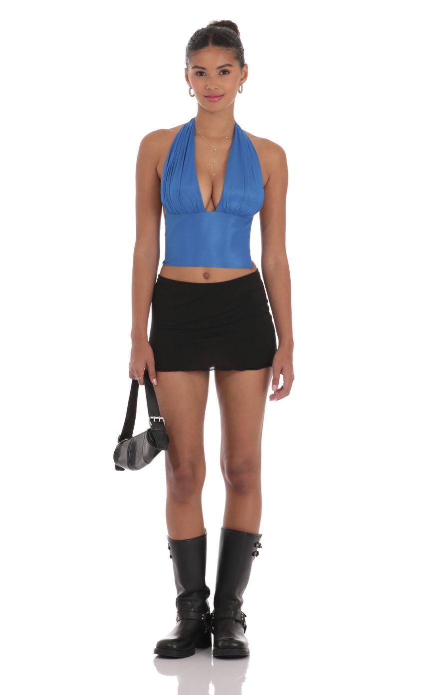 Picture Shimmer Chiffon Halter Top in Blue. Source: https://media-img.lucyinthesky.com/data/Sep24/850xAUTO/e8a579fd-1263-46c9-86fd-6281b6ebea4f.jpg