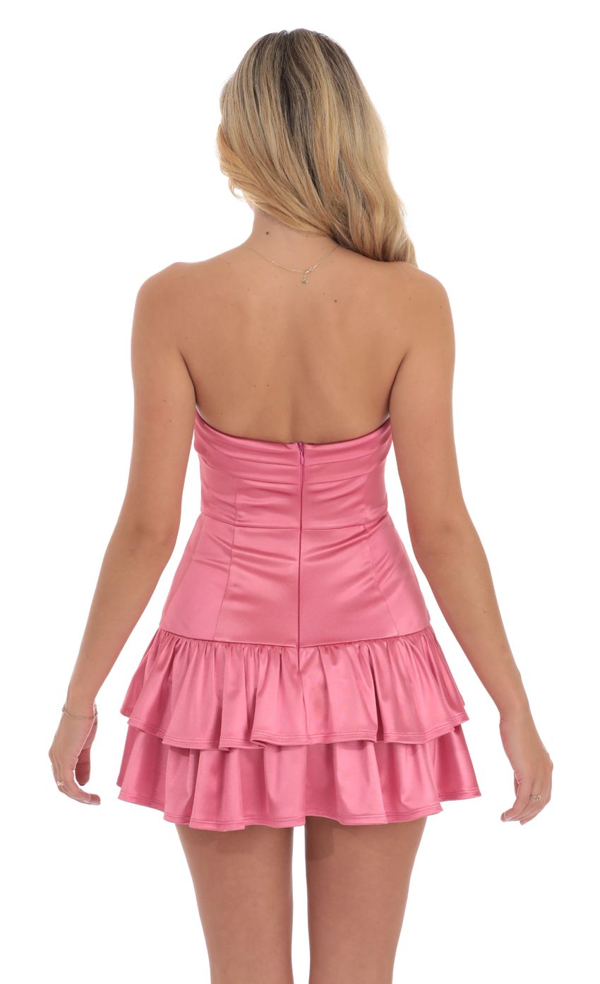 Picture Satin Strapless Ruffle Dress in Pink. Source: https://media-img.lucyinthesky.com/data/Sep24/850xAUTO/eb81c28b-9eec-446e-808c-91098200b417.jpg