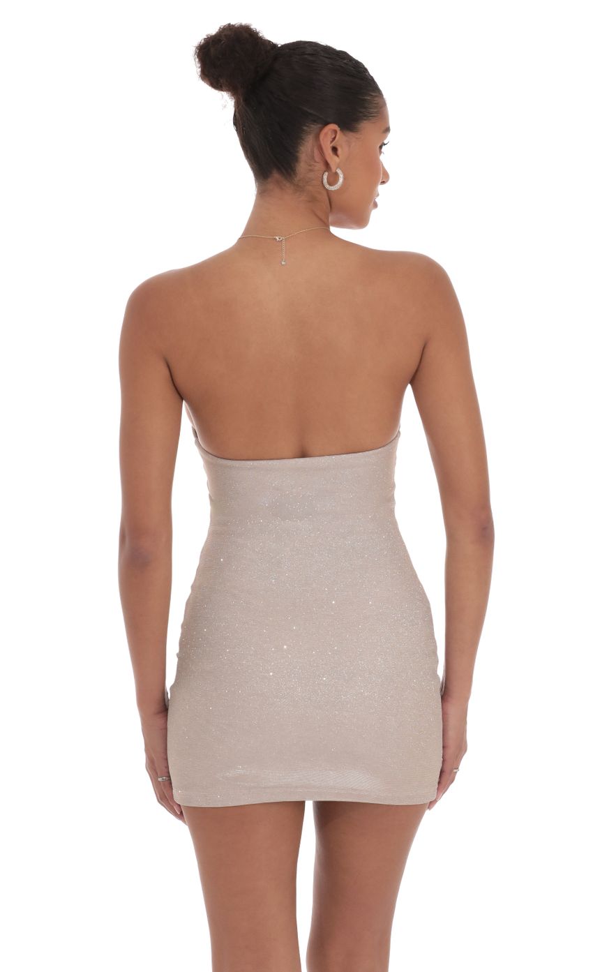 Picture Glitter Strapless Bodycon Dress in Taupe. Source: https://media-img.lucyinthesky.com/data/Sep24/850xAUTO/ec39d218-55e9-4328-b59c-7a12d289eb46.jpg