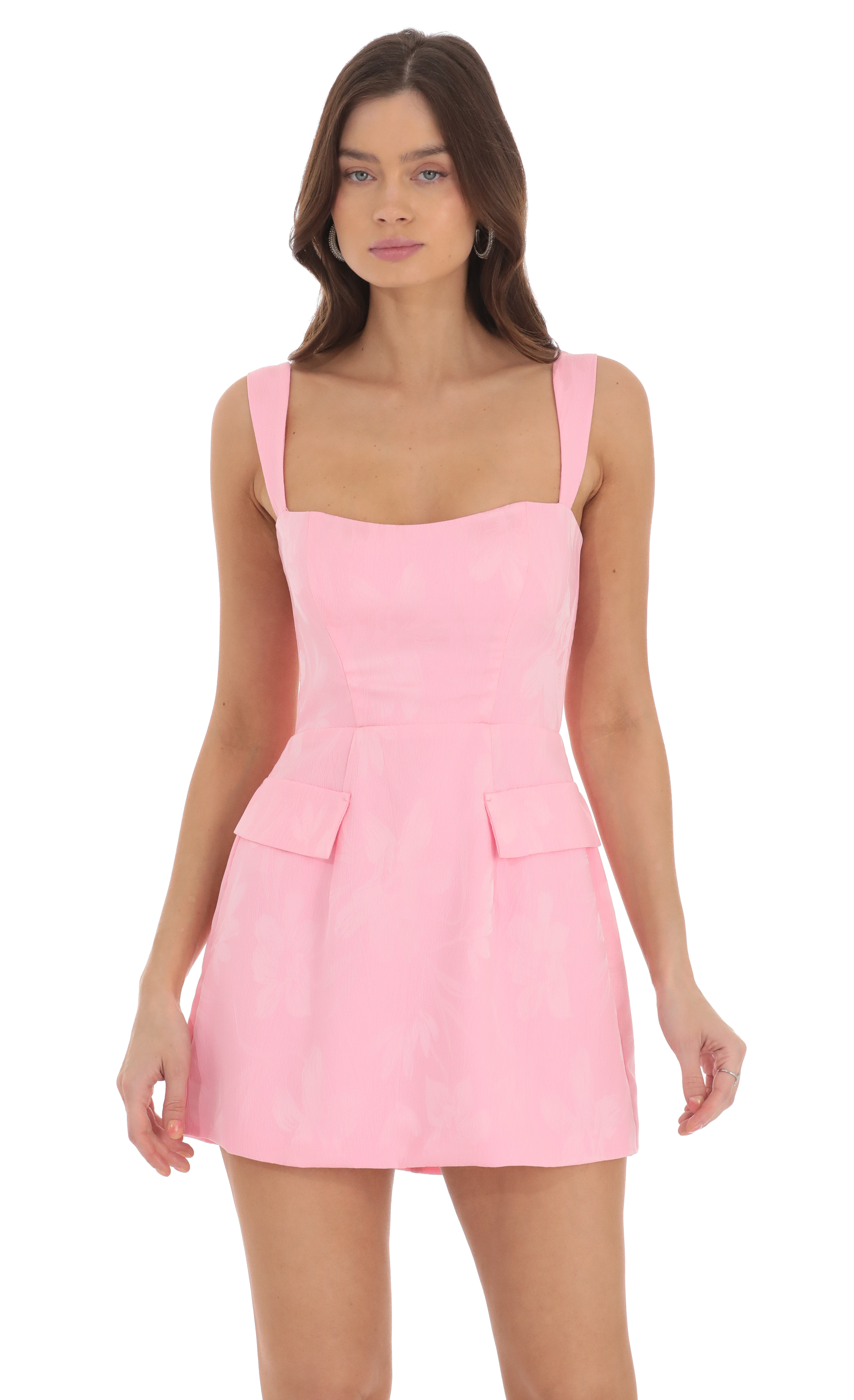 Jacquard Corset A-Line Dress in Pink