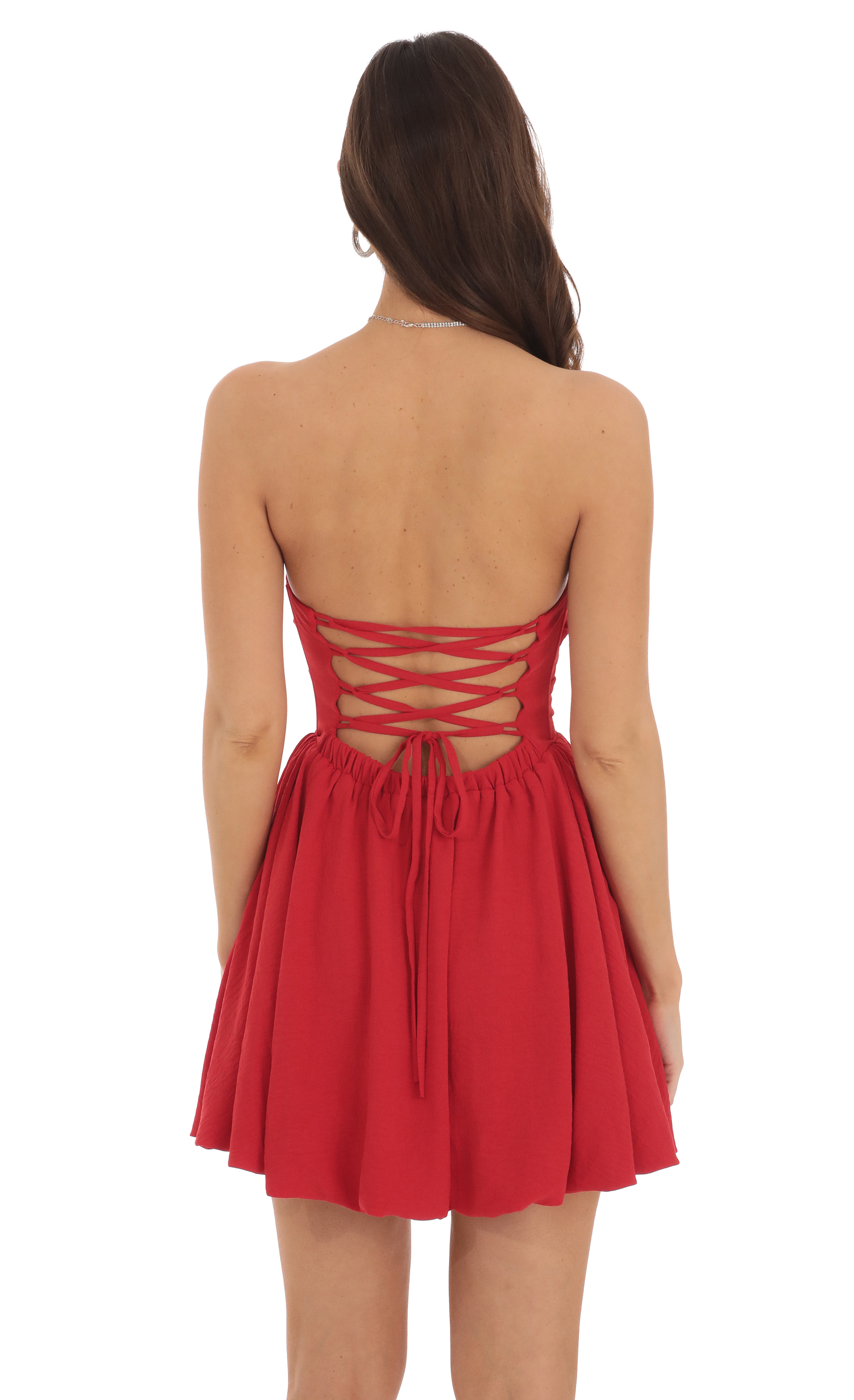 Strapless Bubble Dress in Red