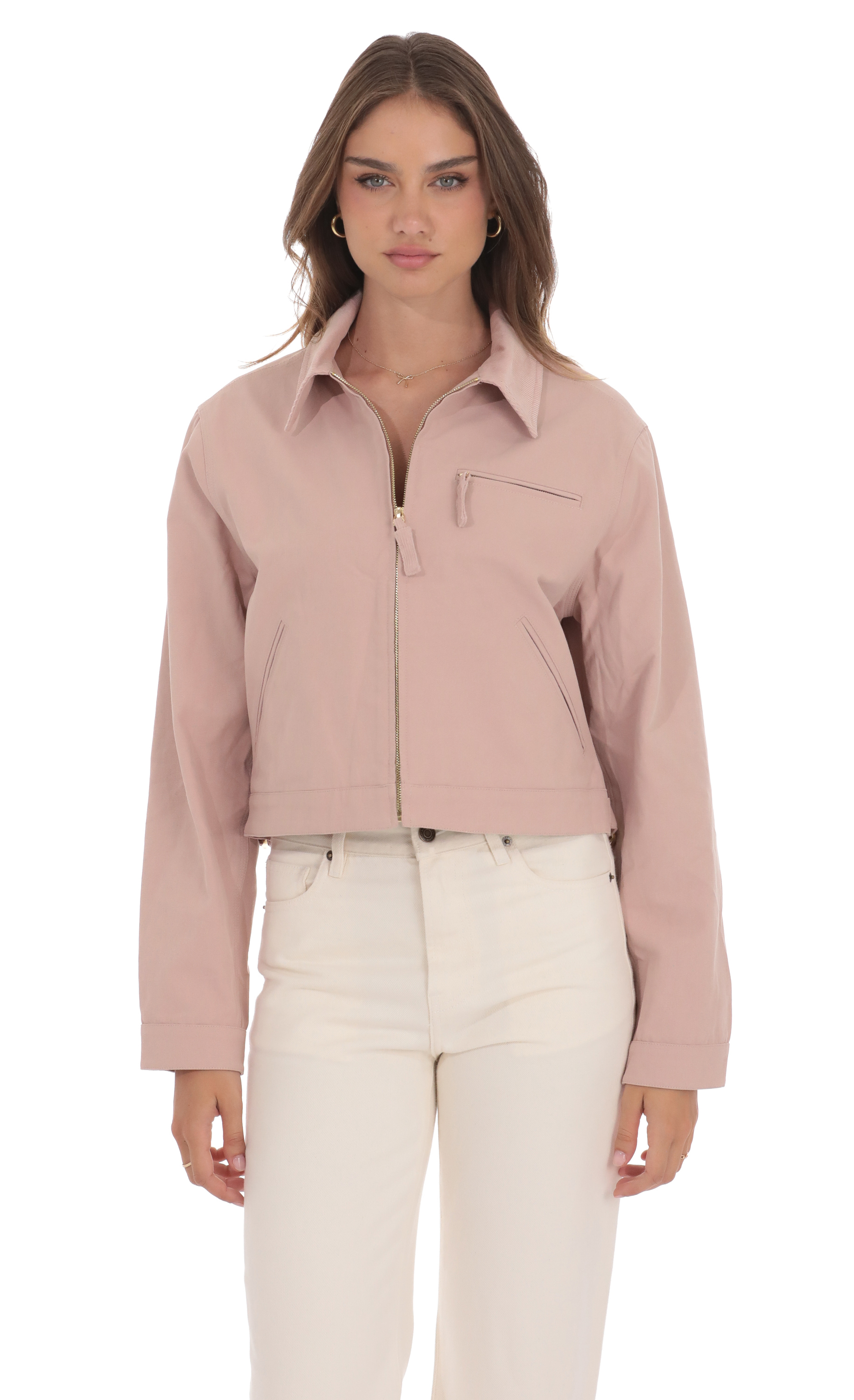 Corduroy Collar Jacket in Pink
