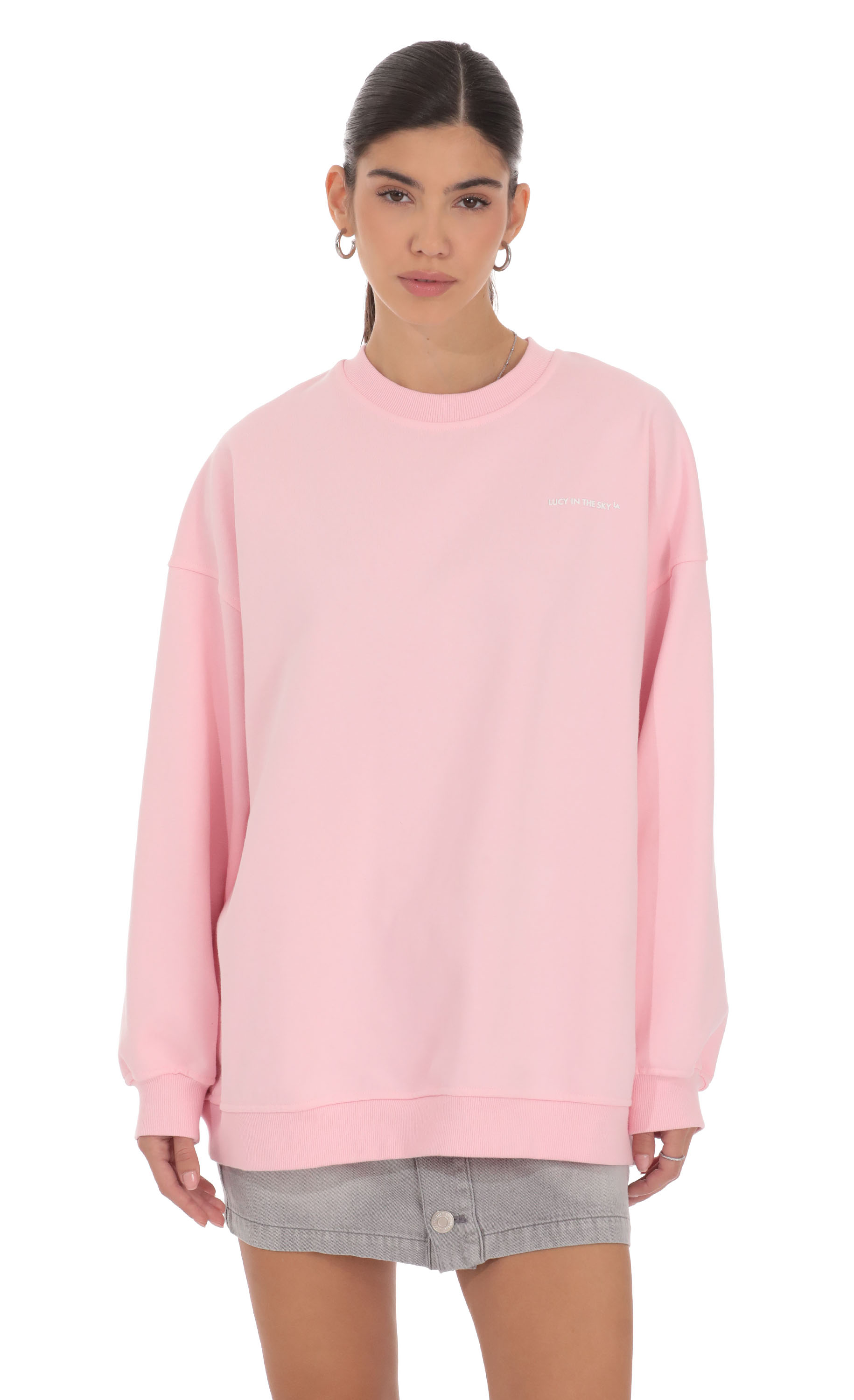 Lucy Oversized Crewneck in Pink