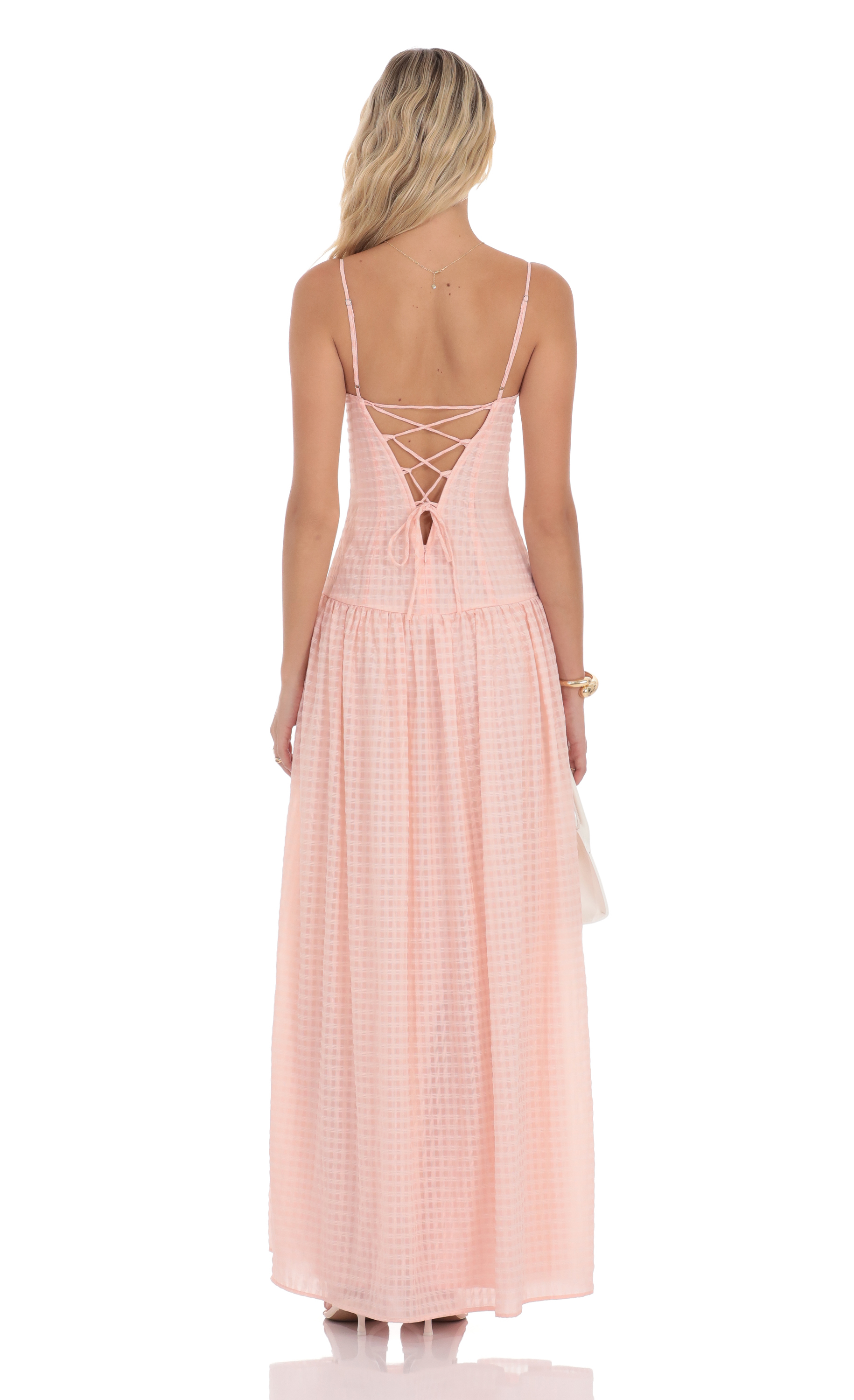 open lace back dress 60s Pink Plaid Dress – Luxie Vintage main image 1