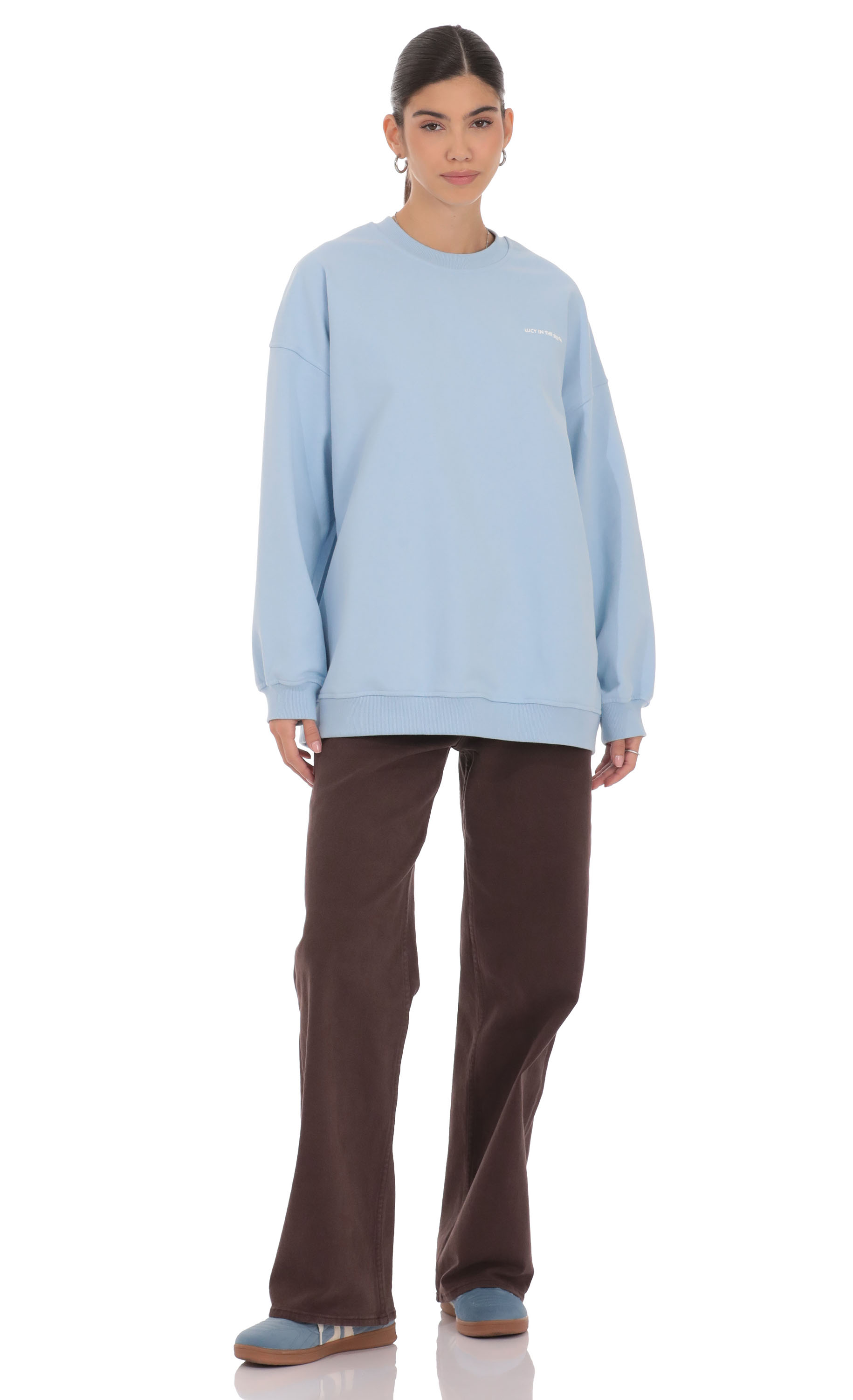 Lucy Oversized Crewneck in Blue | LUCY IN THE SKY