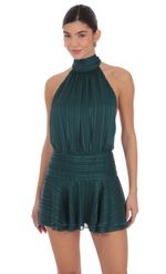 Product image for Shimmer Mock Neck Halter Dress in Black
