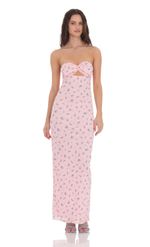 Picture of Textured Strapless Cutout Maxi Dress in Light Blue